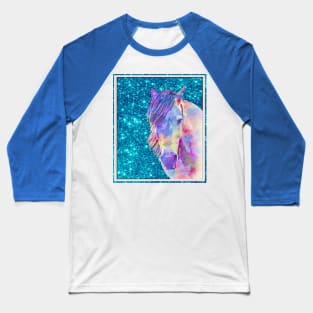 Horse Head Abstract Turquoise Blue Glitter Baseball T-Shirt